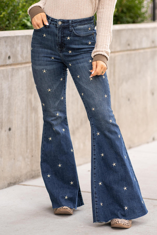 Kelsea Hi-Rise Star Embroidered Flare Judy Blue Jeans
