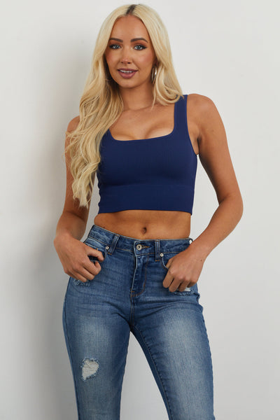 Rainn Ribbed Square Neck Cropped Tank Top – True Betty Boutique