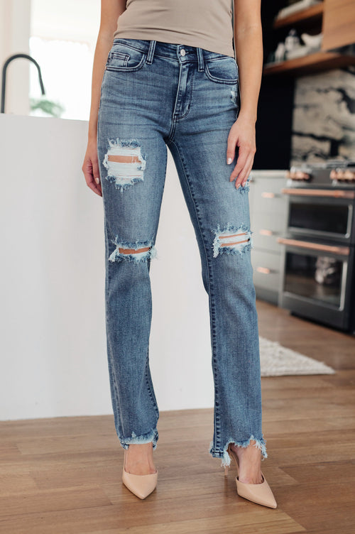 O'Hara Mid-Rise Destroyed Straight Judy Blue Jeans - ONLINE EXCLUSIVE!