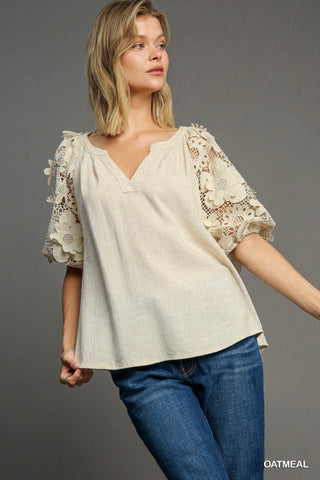 Siggy 3D Floral Lace Contrast Top by Umgee – True Betty Boutique