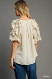 Siggy 3D Floral Lace Contrast Top by Umgee