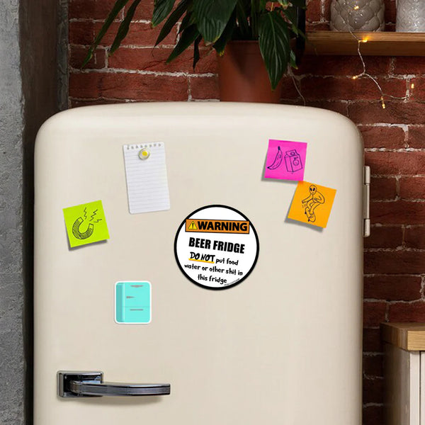 WARNING Beer Fridge 4" Magnet