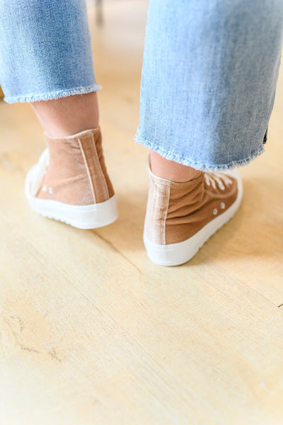 Run Me Down Velvet High Tops in Tan by Corky's - ONLINE EXCLUSIVE!