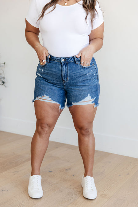 Ember High Rise Control Top Fray Hem Judy Blue Shorts - ONLINE EXCLUSIVE!