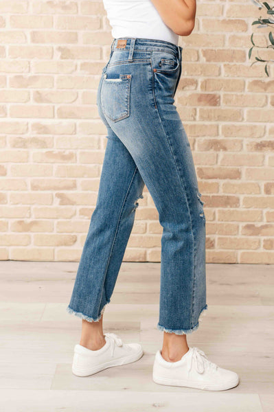 Sammy High Waist Distressed Crop Straight Leg Judy Blue Jeans - ONLINE EXCLUSIVE!
