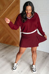 Sashay Away Pleated Tennis Skirt in Red Merlot - ONLINE EXCLUSIVE!