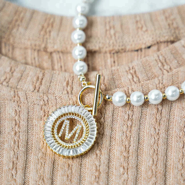 PREORDER: Pearl Chain Radiant Initial Necklace - ONLINE EXCLUSIVE!