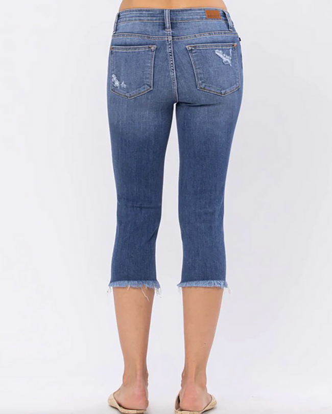 Althea Mid-Rise Distressed Capri Judy Blue Jeans