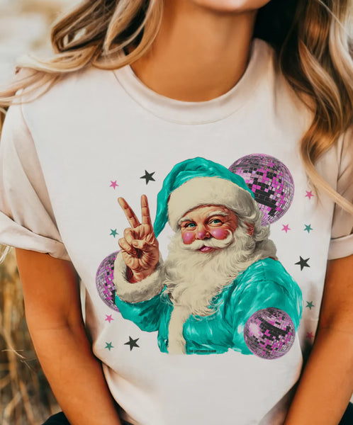 Nikki Disco Santa Peace Hand Top - Multiple Options!