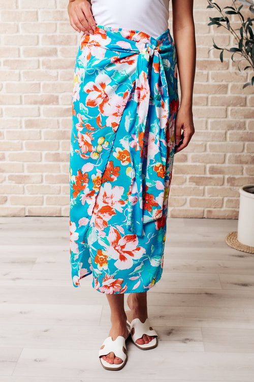 Take Me Outside Wrap Around Skirt in Blue - ONLINE EXCLUSIVE!