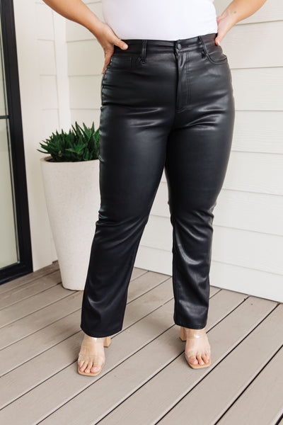 Tanya Control Top Faux Leather Judy Blue Jeans Pants in Black - ONLINE EXCLUSIVE!