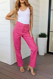 Tanya Hi-Rise Tummy Faux Leather Judy Blue Jeans Pants in Hot Pink - ONLINE EXCLUSIVE!