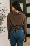 Travel Destination Cowl Neck Pullover in Chocolate