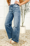8608   Tucker Hi-Rise Vintage Wash Wide Leg Judy Blue Jeans