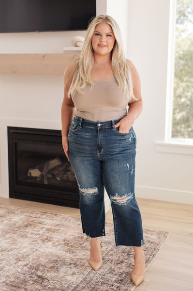 Whitney Hi-Rise Distressed Wide Leg Crop Judy Blue Jeans - ONLINE EXCLUSIVE!