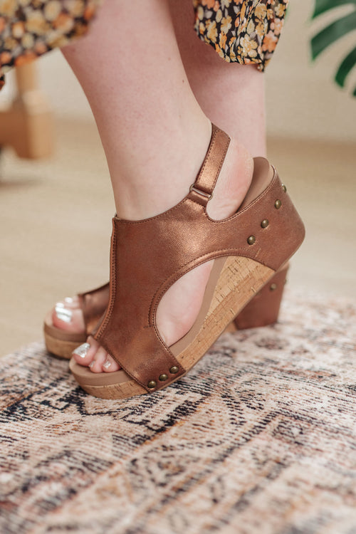 Walk This Way Wedge Sandals in Antique Bronze by Corky's - ONLINE EXCLUSIVE!