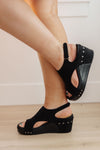 Walk This Way Wedge Sandals in Black Suede by Corky's - ONLINE EXCLUSIVE!