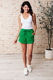 We're Only Getting Better Drawstring Shorts in Kelly Green - ONLINE EXCLUSIVE!