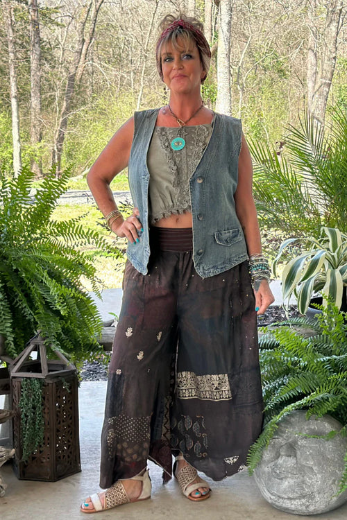 Peggy Patchwork Sunrise Chocolate Pants by Jaded Gypsy
