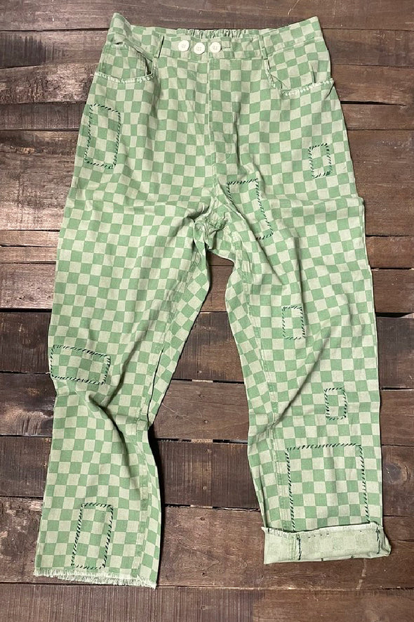 Jensen Traveler Pants in Chartreuse Check by Jaded Gypsy