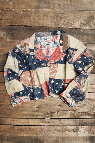 Vesta Stars Stripes Forever Crop Jacket by Jaded Gypsy – True