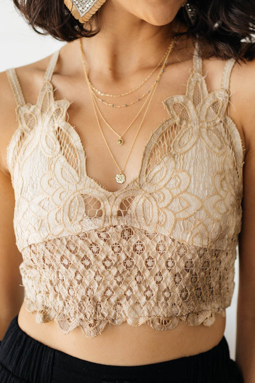 Live In Lace Bralette in Taupe - ONLINE EXCLUSIVE!