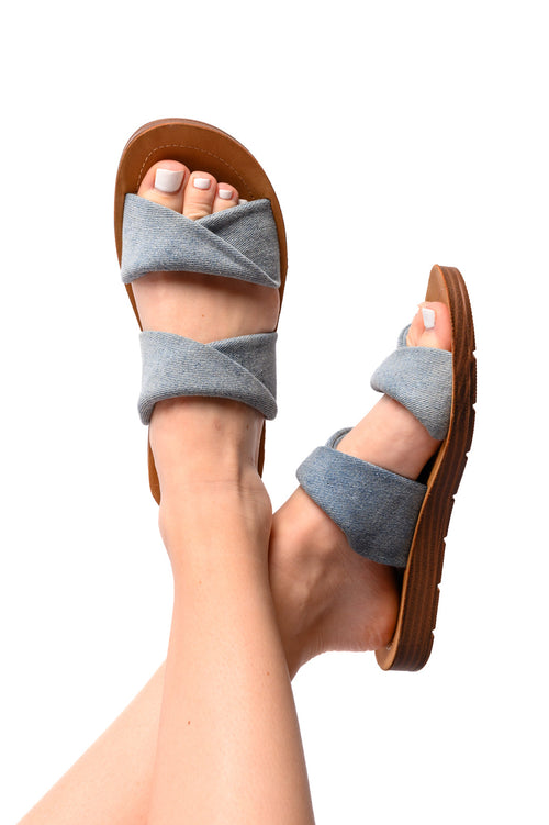 With a Twist Sandal in Denim by Corky's - ONLINE EXCLUSIVE!