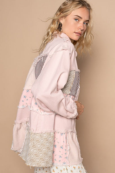 Arianna POL Raw Hem Patchwork Dropped Shoulder Jacket - ONLINE EXCLUSIVE!