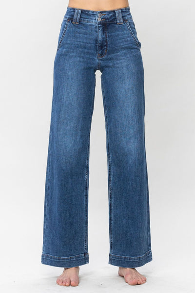 Elisha Hi-Rise Double Button Wide Leg Judy Blue Jeans - ONLINE EXCLUSIVE!