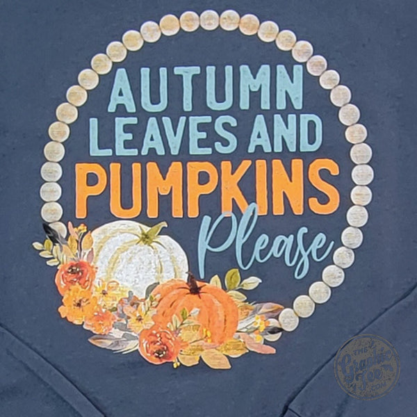 Autumn Leaves and Pumpkins Please Vintage Navy Long Sleeve Tee - ONLINE EXCLUSIVE!