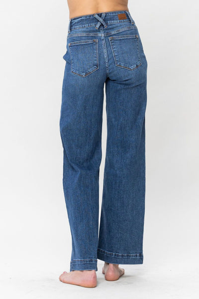 Elisha Hi-Rise Double Button Wide Leg Judy Blue Jeans - ONLINE EXCLUSIVE!