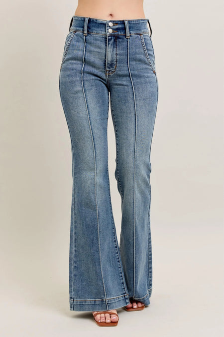 Cheryl Lace Patch Mid-Rise Skinny Judy Blue Jeans