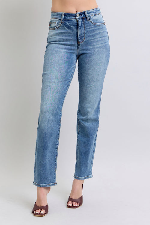 Ani Hi-Rise Vintage Wash Thermal Straight Judy Blue Jeans - ONLINE EXCLUSIVE!