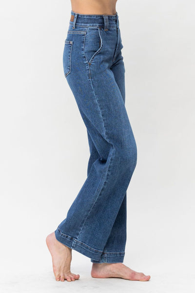 Elisha Hi-Rise Double Button Wide Leg Judy Blue Jeans - ONLINE EXCLUSIVE!