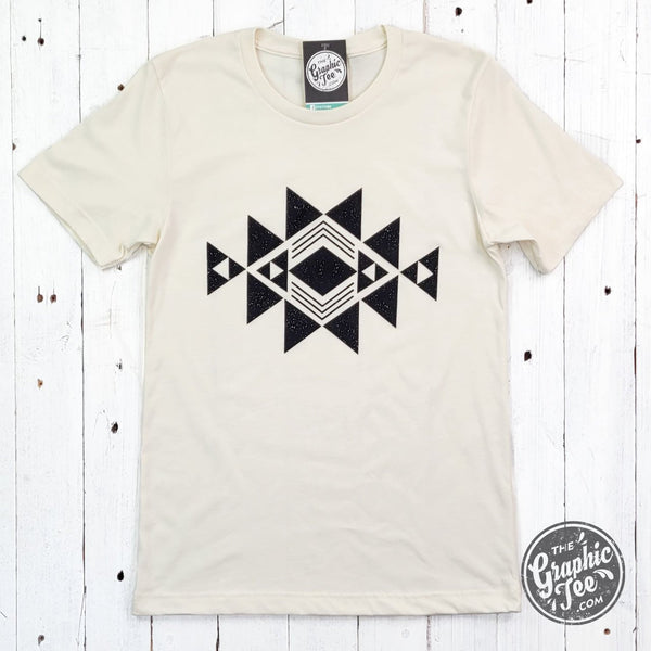 Black Quilt Pattern Heather Natural Short Sleeve Tee