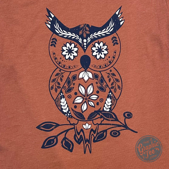 Boho Owl Heather Autumn Short Sleeve Tee