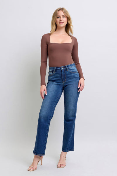 Elizabeth Hi-Rise Side Seam Detail Straight Judy Blue Jeans - ONLINE EXCLUSIVE!