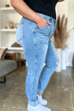 Rosalyn Hi-Rise Distressed Patch Pockets Straight Leg Judy Blue Jeans - ONLINE EXCLUSIVE!