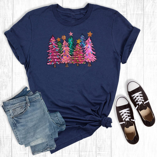Adley Colorful Christmas Trees Graphic T-Shirt