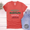 Dance Like Frosty Love Like Jesus Heather Red Short Sleeve V Neck Tee