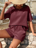 Kelsie Waffle-Knit Half Sleeve Top and Shorts Set - ONLINE EXCLUSIVE!