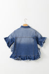 Sadie Ruffled Raw Hem Half Sleeve Denim Top - ONLINE EXCLUSIVE!