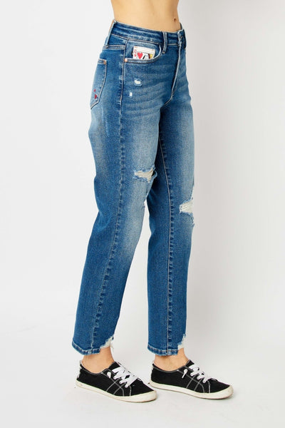 Sandy Hi-Rise Distressed Slim Judy Blue Jeans - ONLINE EXCLUSIVE!
