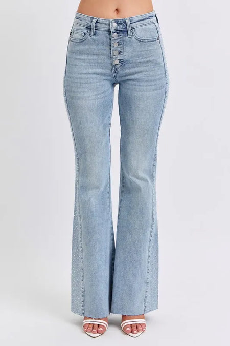 82622   Jacqueline Mid-Rise Frayed Hem Straight Leg Judy Blue Jean - ONLINE EXCLUSIVE!