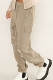Petra Distressed Mid-Rise Cargo Pants
