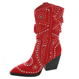 Stellar Red Studded Boots by Very G