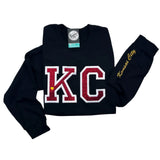 Kansas City Glitter Applique Black Crewneck Sweatshirt