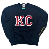 Kansas City Glitter Applique Black Crewneck Sweatshirt