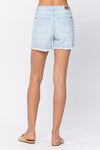 150073 Joanie Shorts azul Judy con corte ligero y cintura alta