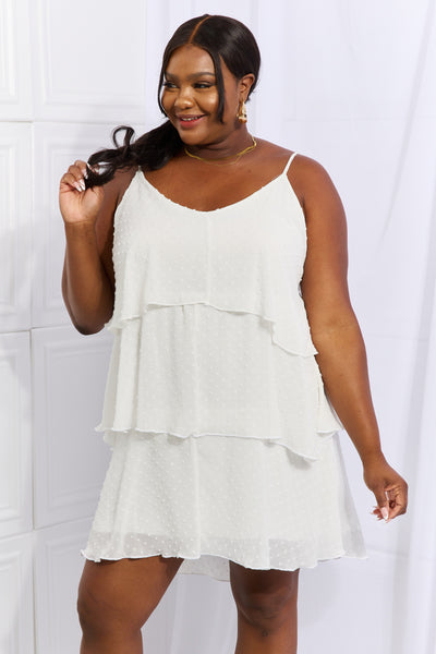 Culture Code By The River Cascade Ruffle Style Cami Dress in Soft White - ONLINE EXCLUSIVE!